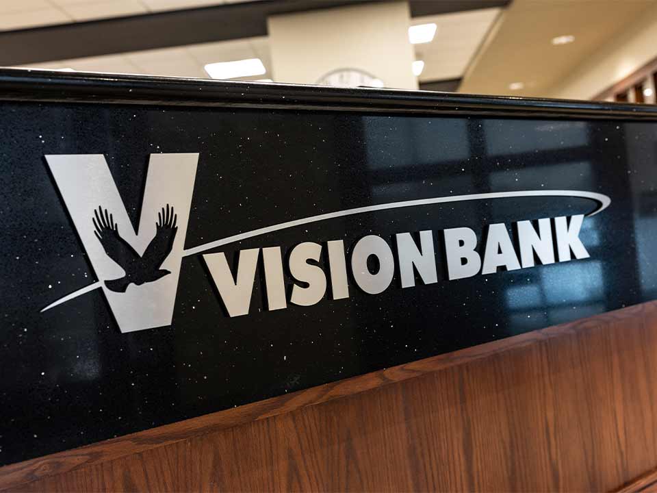 Vision Bank greeters' desk in Norman